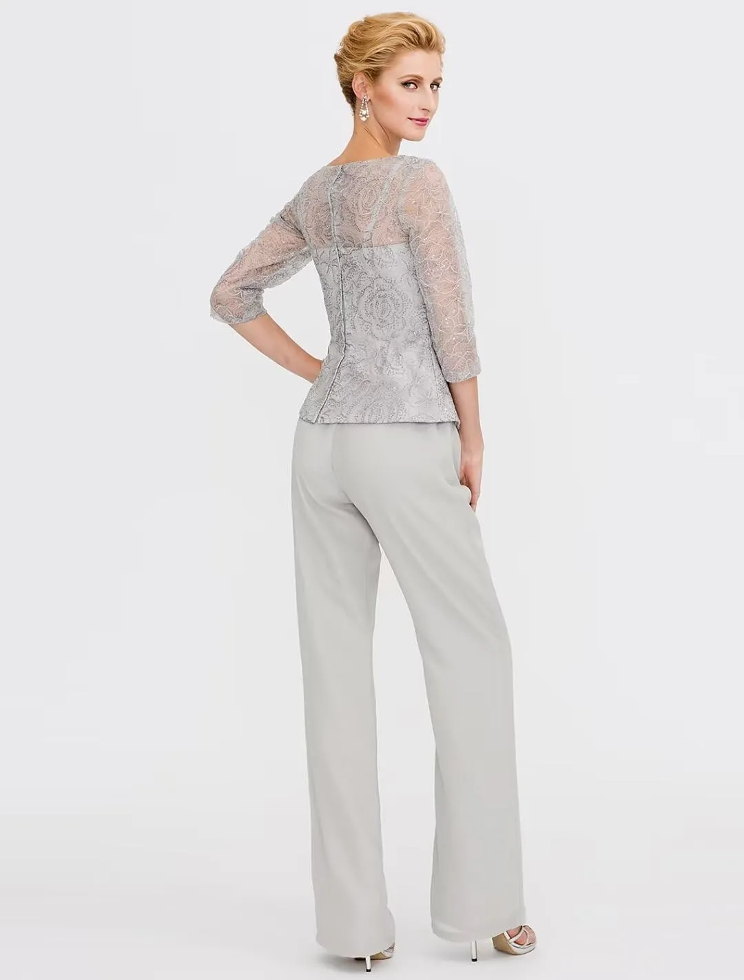 2 Pieces Mother of The Bride Dress Pant Suits for Wedding Guest Groom Lace Evening Dress Formal