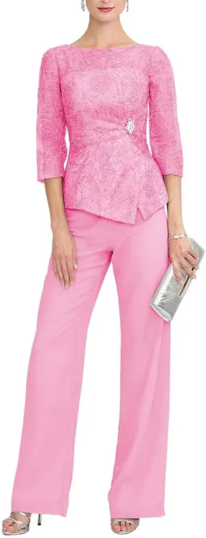 2 Pieces Mother of The Bride Dress Pant Suits for Wedding Guest Groom Lace Evening Dress Formal