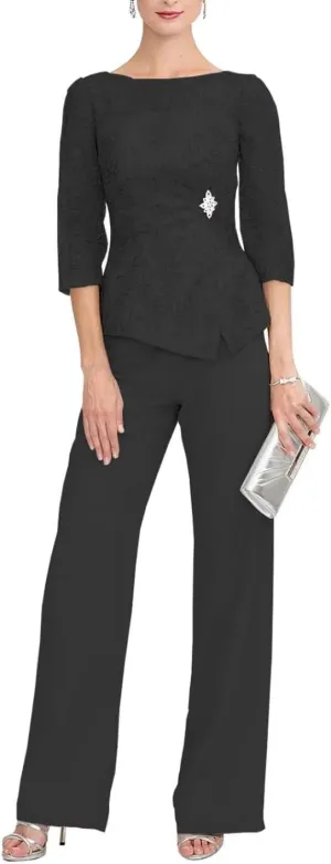 2 Pieces Mother of The Bride Dress Pant Suits for Wedding Guest Groom Lace Evening Dress Formal
