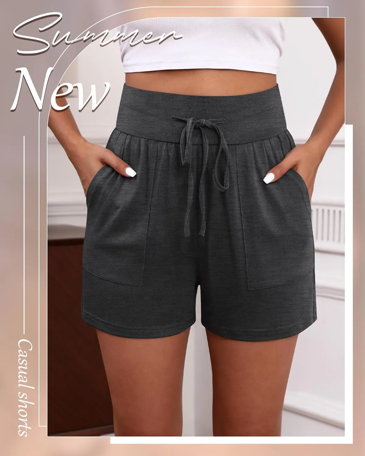 3 Pack Women's Cotton Drawstring Sweat Casual Summer Workout Athletic Gym Lounge Shorts with Pockets