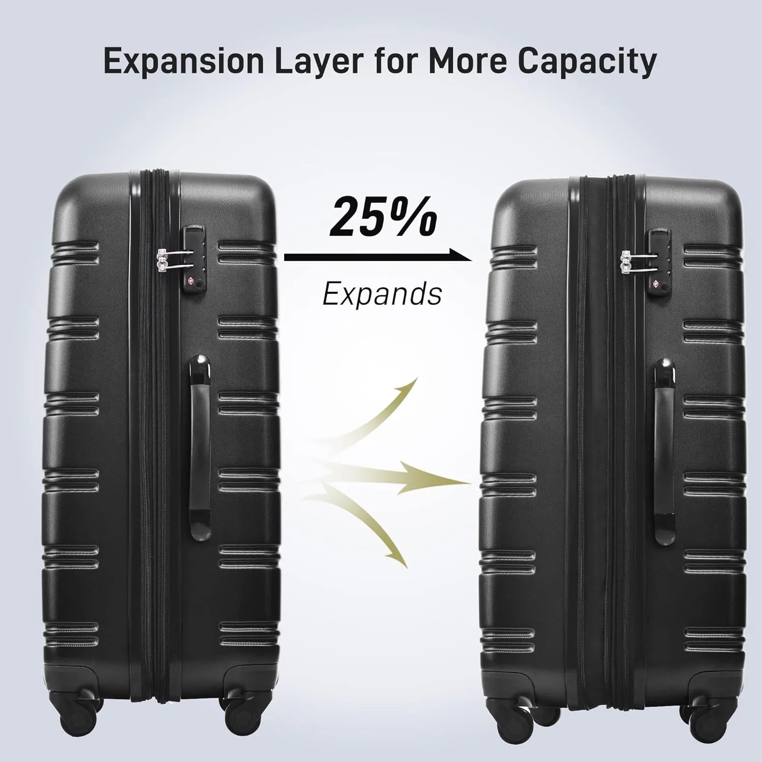 3-Piece Hardshell Suitcase Set with TSA Lock,Spinner Luggage, Light weight 360 Wheels for Travel and Vacation Essentials 20" 24" 28" (Black)