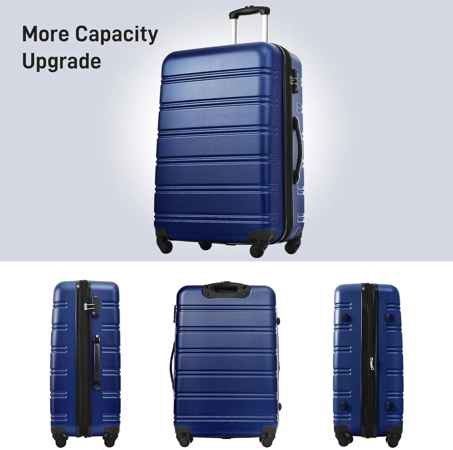3-Piece Hardshell Suitcase Set with TSA Lock,Spinner Luggage, Light weight 360 Wheels for Travel and Vacation Essentials 20" 24" 28" (Blue)