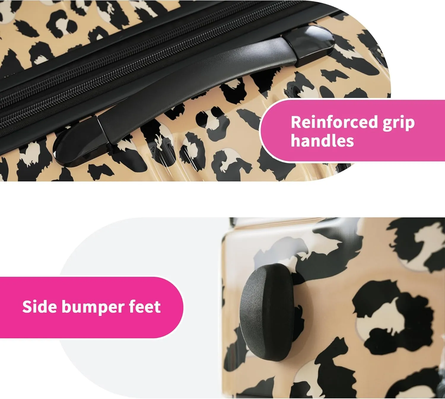 3-Piece Hardshell Suitcase Set with TSA Lock,Spinner Luggage, Light weight 360 Wheels for Travel and Vacation Essentials 20" 24" 28" (Brown Leopard)