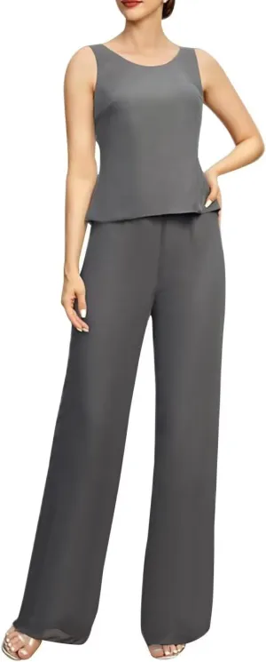3 Pieces Jumpsuit/Pantsuit Separates Scoop Neck Mother of The Bride Pant Suits Wedding Guest Dresses
