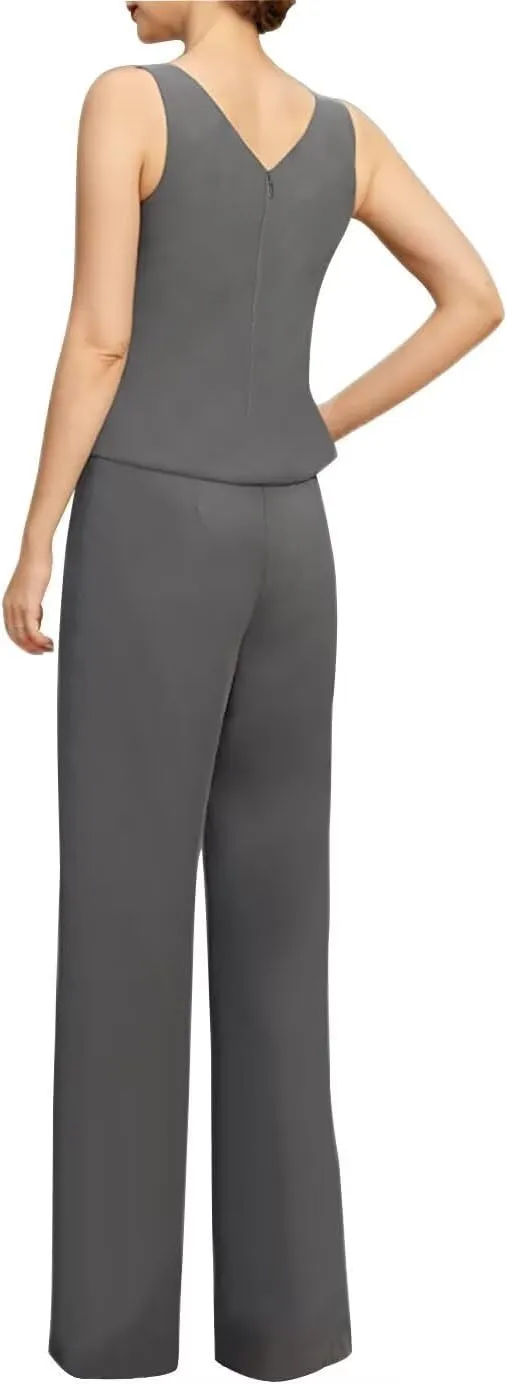 3 Pieces Jumpsuit/Pantsuit Separates Scoop Neck Mother of The Bride Pant Suits Wedding Guest Dresses