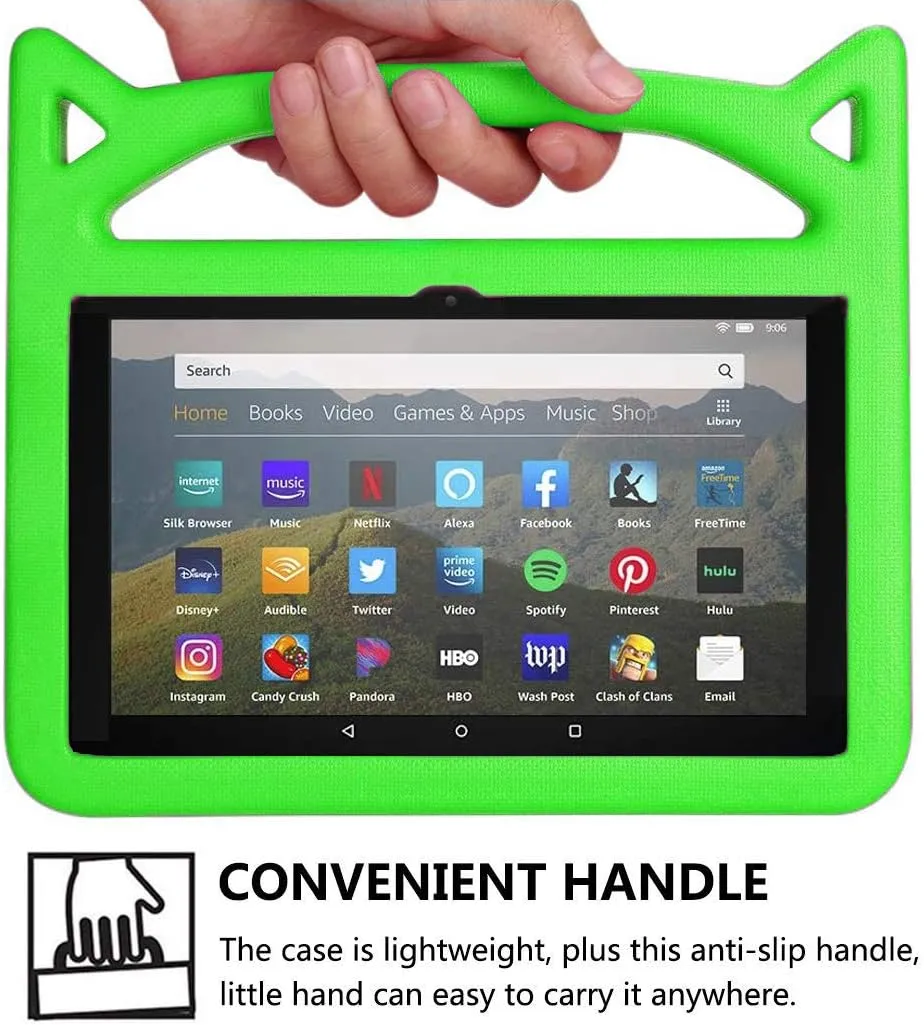 All-New 8 inch Tablet Case (12th/10th Generation, 2024/2022/2020 Release),Light Weight/Shock-Absorption/Anti Slip/High Impact/Handle Friendly Kids Case for All-New 8 inch Tablet (Green)