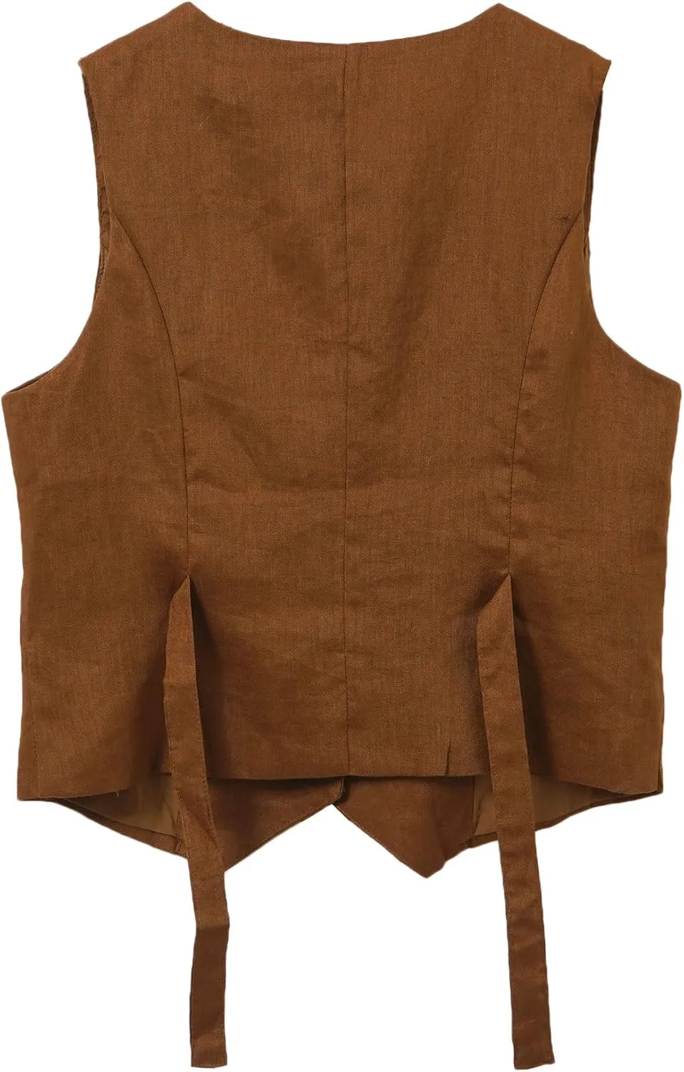 Amazhiyu Women's 100% Linen Sleeveless Button Down Crop Top Tie Back Waistcoat Vest