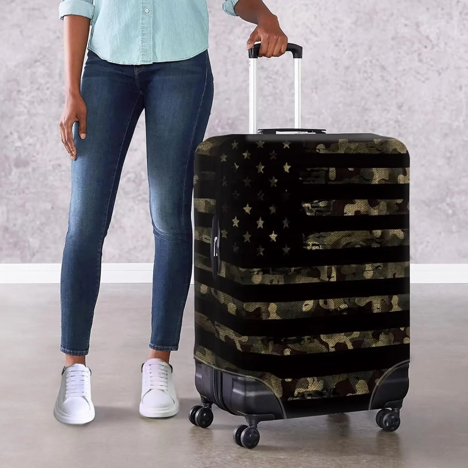 American Flag Luggage Cover Dust Cover Light Weight Baggage Gear Covers Waterproof Luggage Covers Fit Most 18-32 Inch Luggage XL Size