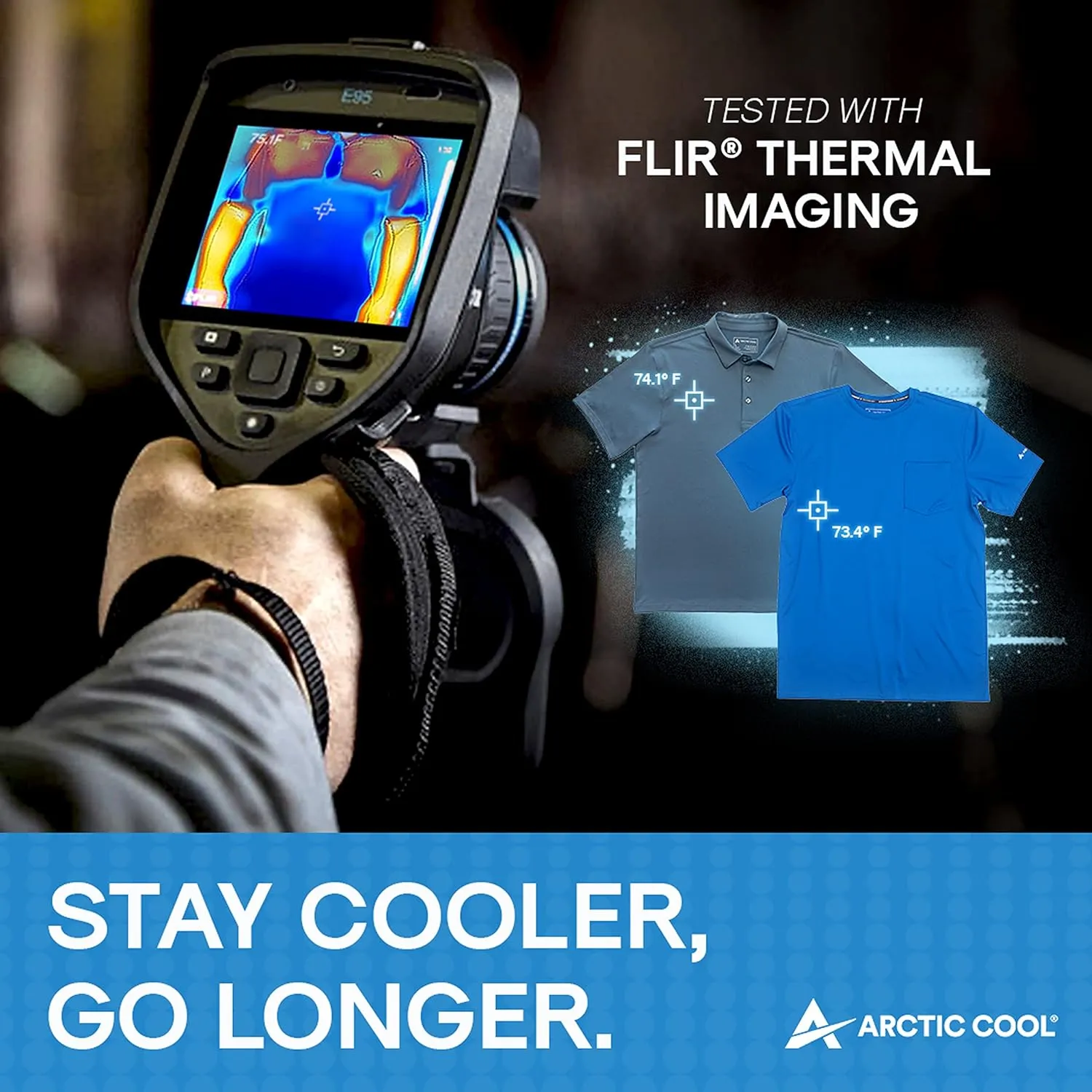 Arctic Cool Men's Crew Neck Instant Cooling Moisture Wicking Performance UPF 50  Long Sleeve Sun Protection Shirt