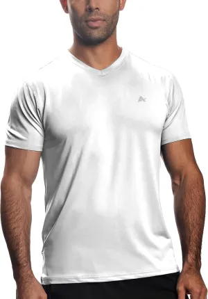 Arctic Cool Mens V-Neck Instant Cooling Moisture Wicking Performance UPF 50  Short Sleeve Workout Shirt
