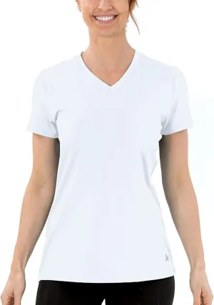 Arctic Cool Women's V-Neck Instant Cooling Moisture Wicking Performance UPF 50  Short Sleeve Workout Shirt