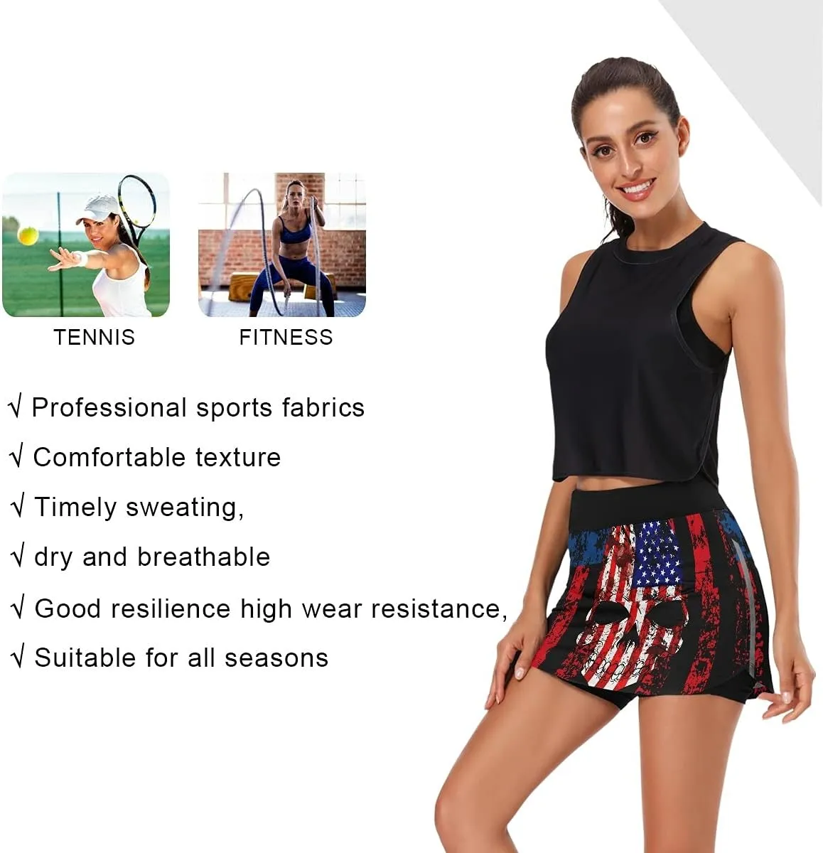 BGXW Womens Sports Skort Summer Athletic Tennis Skirt Golf Skorts with Pockets