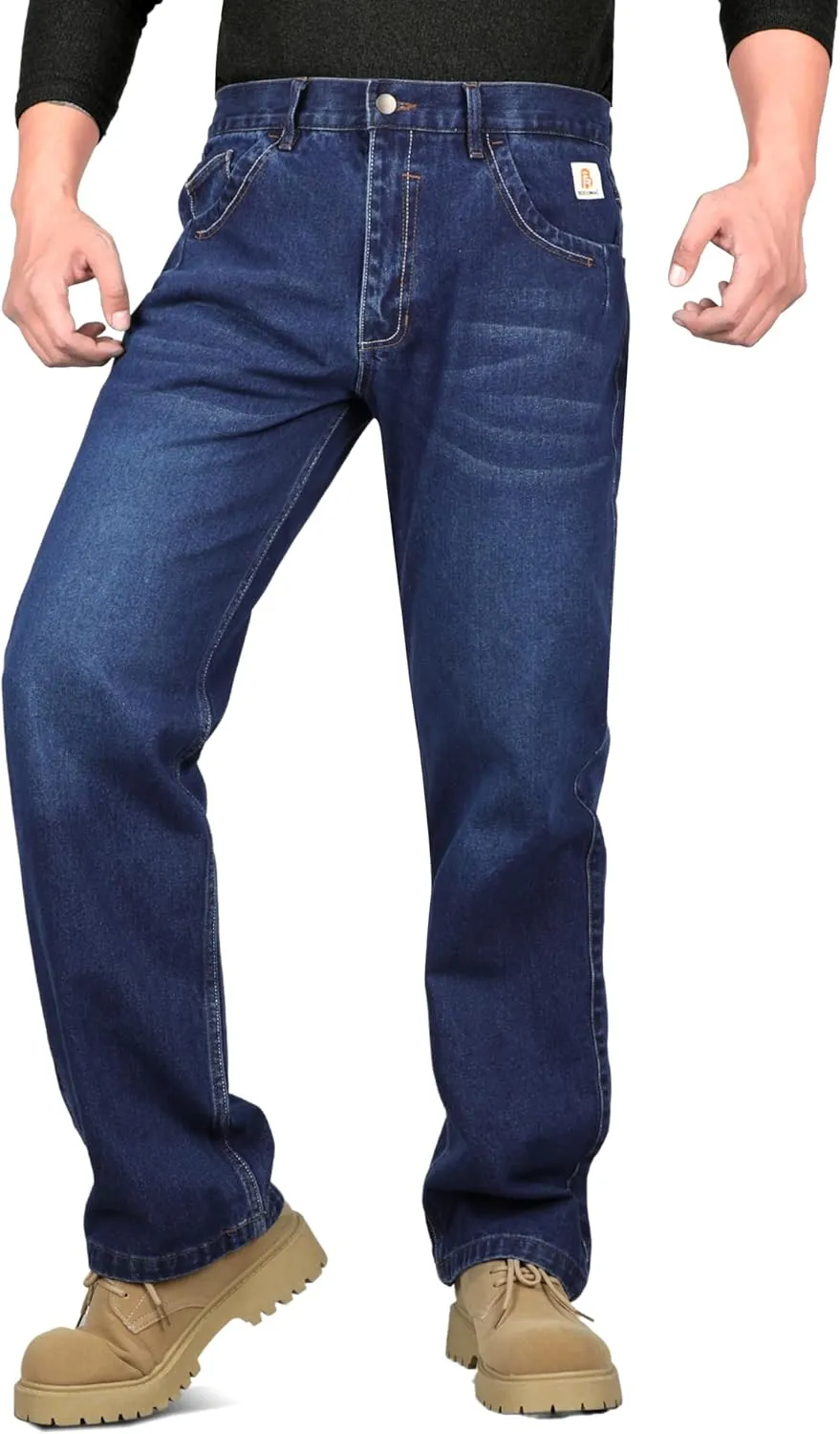 BOCOMAL FR Pants for Men Relax Fit Flame Resistant Jeans 14oz Heavy Duty Washed Work Jeans