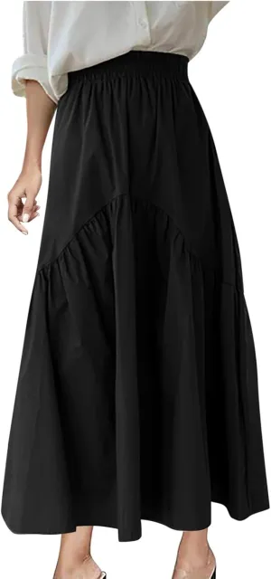 Boho Summer Maxi Skirts for Women, 2025 Trendy Casual Beach Skirt High Waist Bohemian Lightweight Flowy Skirts