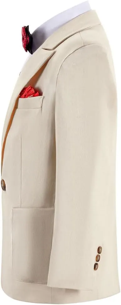 Boys Linen Suit for Summer Beach Wedding 2 PC Boys Formal Suits Peak Lapel Blazer Pants Vest Kids Wedding Suit