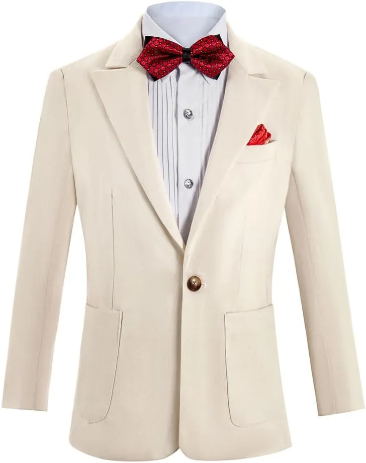 Boys Linen Suit for Summer Beach Wedding 2 PC Boys Formal Suits Peak Lapel Blazer Pants Vest Kids Wedding Suit
