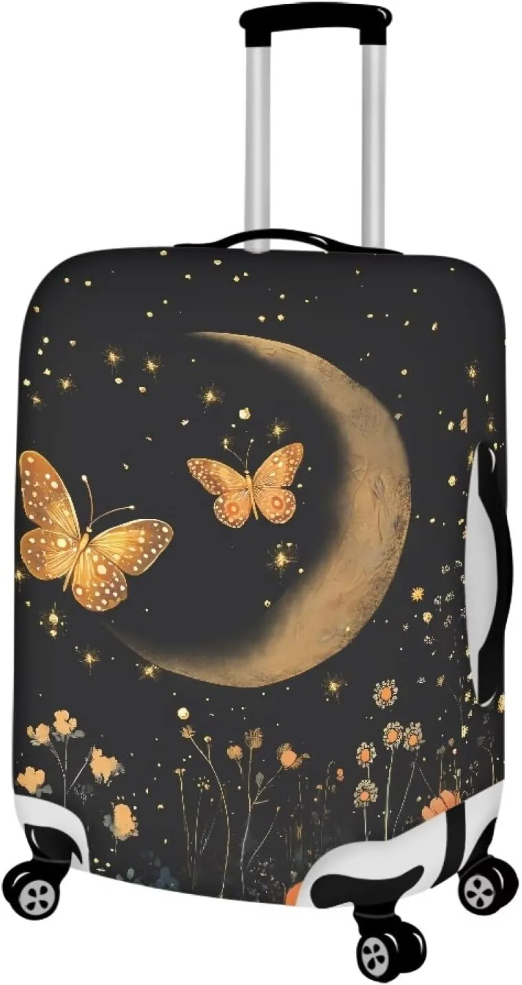 Butterfly Moon Luggage Cover Dust Cover Light Weight Baggage Gear Covers Waterproof Luggage Covers Fit Most 18-32 Inch Luggage XL Size