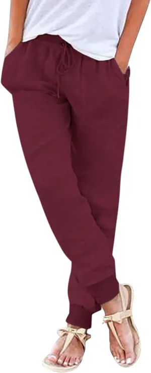 Capri Pants for Women Casual Cotton Linen Wide Leg Cropped Trousers Summer Lounge Palazzo Pant with Pockets