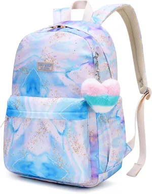 CaranY Kids Backpack Girls and Boys Classic School Backpack Light Weight Two Size Multi-pocket Suitable for ages 6  and aboveBlue Purple