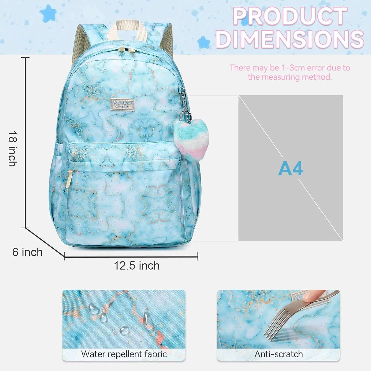 CaranY Kids Backpack Girls and Boys Classic School Backpack Light Weight Two Size Multi-pocket Suitable for ages 6  and aboveGreen