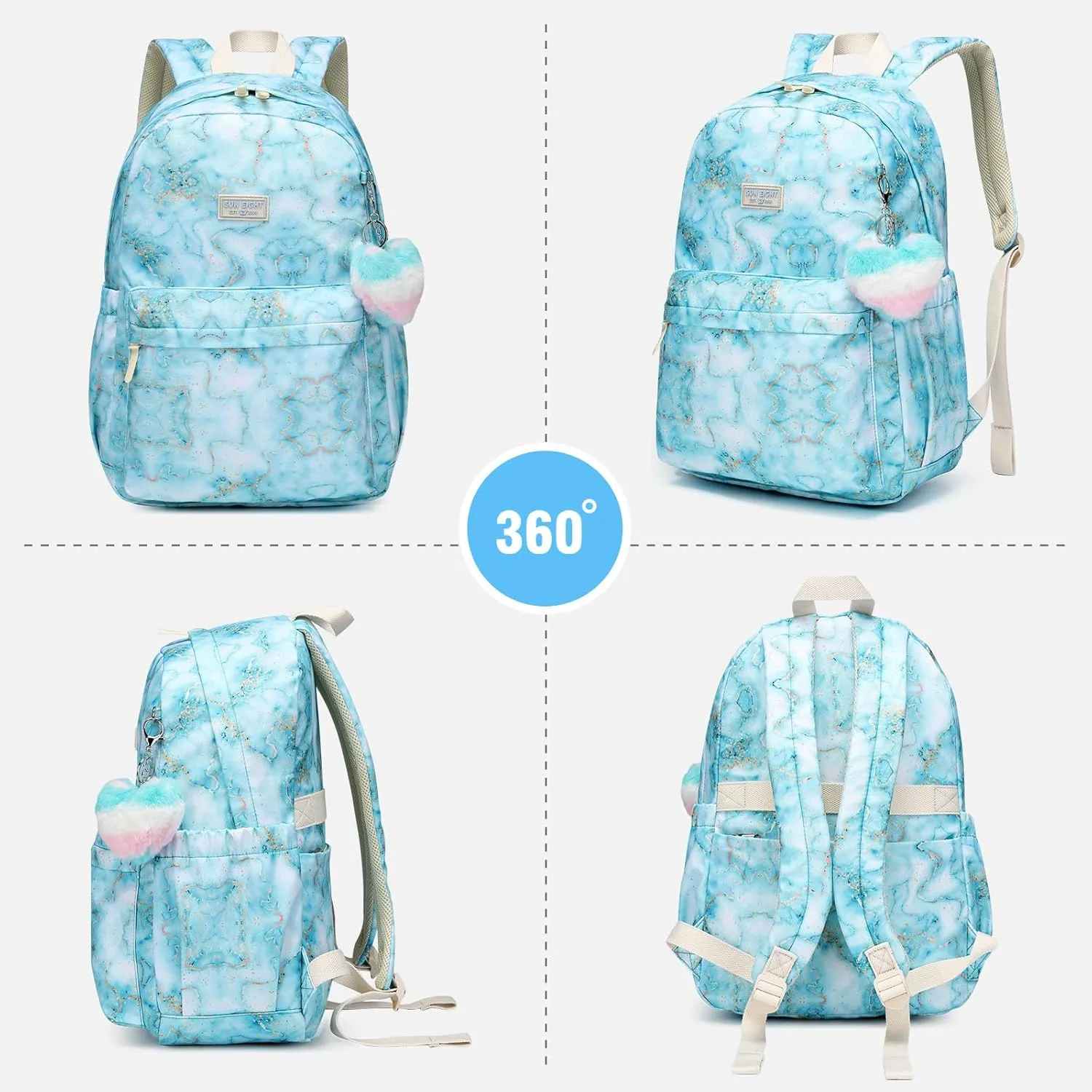 CaranY Kids Backpack Girls and Boys Classic School Backpack Light Weight Two Size Multi-pocket Suitable for ages 6  and aboveGreen