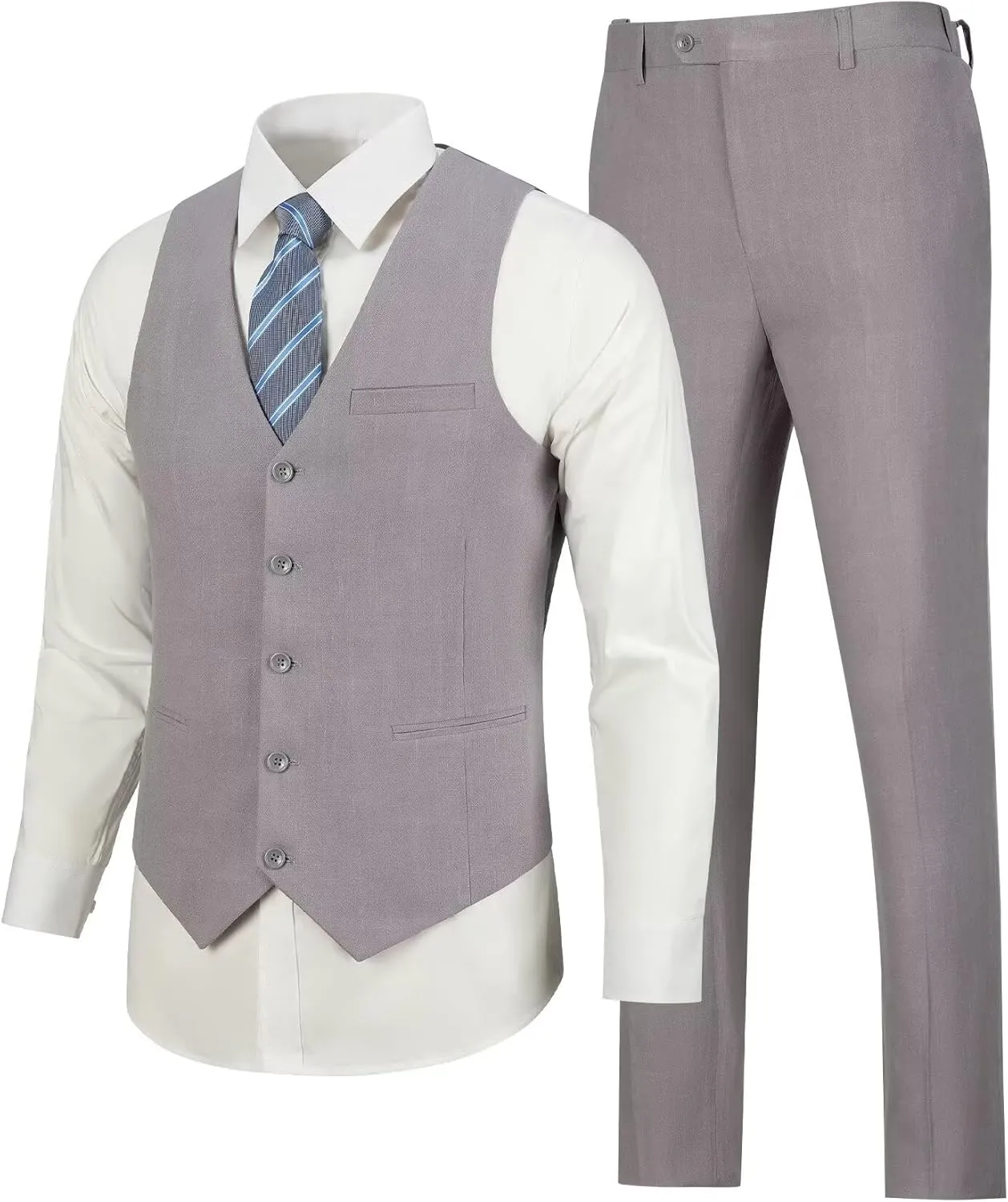 Casual Linen Beige Men's 2 Piece Suits Wedding Suits Slim Fit Groomsmen Tuxedos Prom Waistcoat Summer Linen Vest Pant