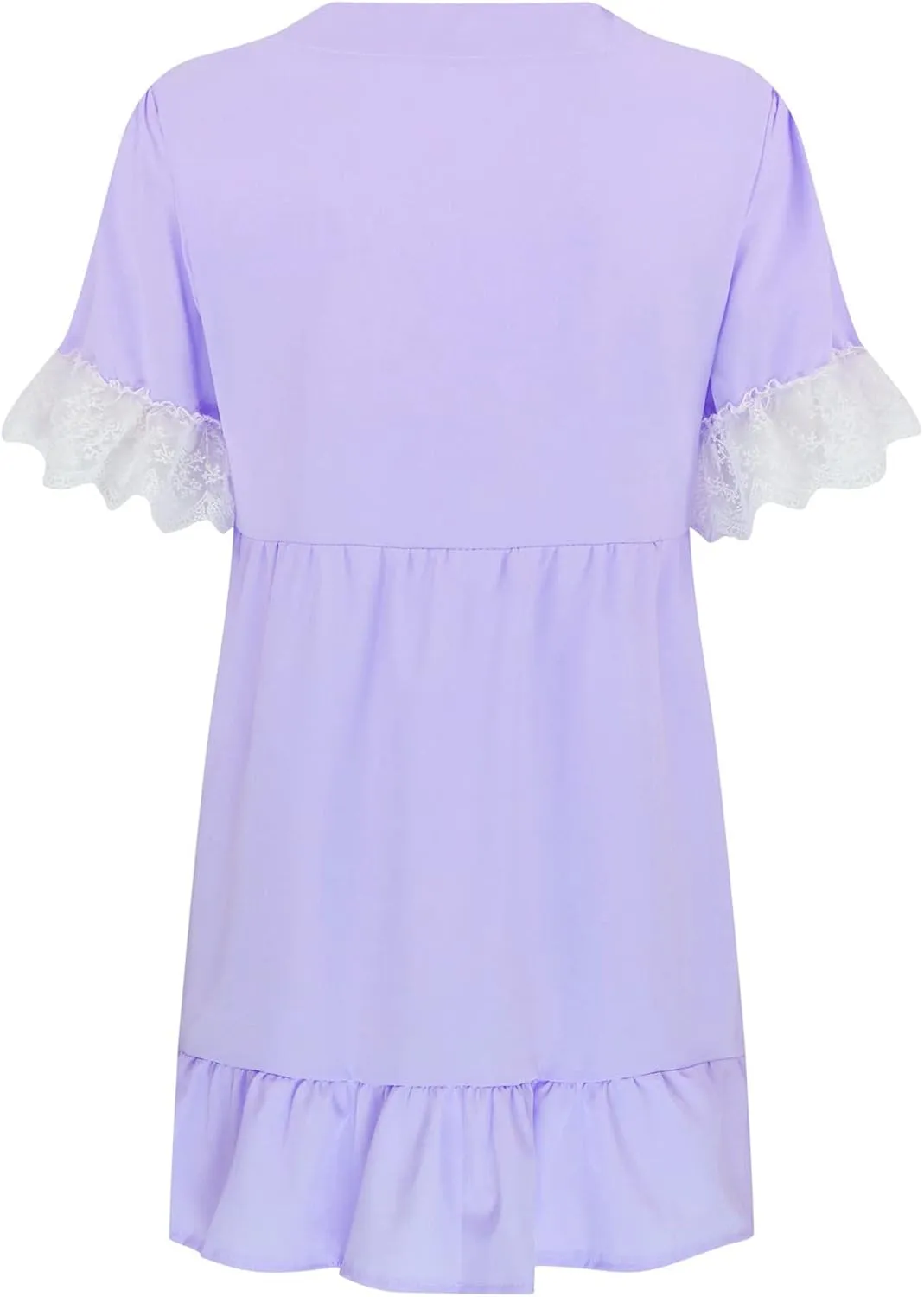 Ceboyel Womens Boho Floral Summer Dress Lace Trim Casual Beach Dresses V Neck Ruffle Swing Short Dress Ladies Clothes 2023