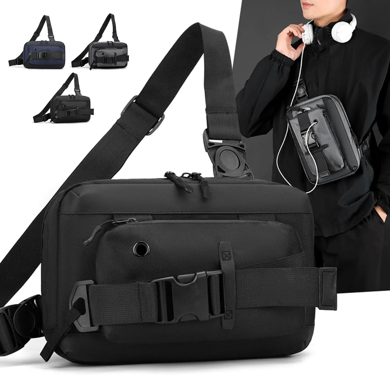 Chest Bag For Men Crossbody Bag Antitheft Shoulder Bag Multiuse Backpack Light Weight Storage Chest Bag