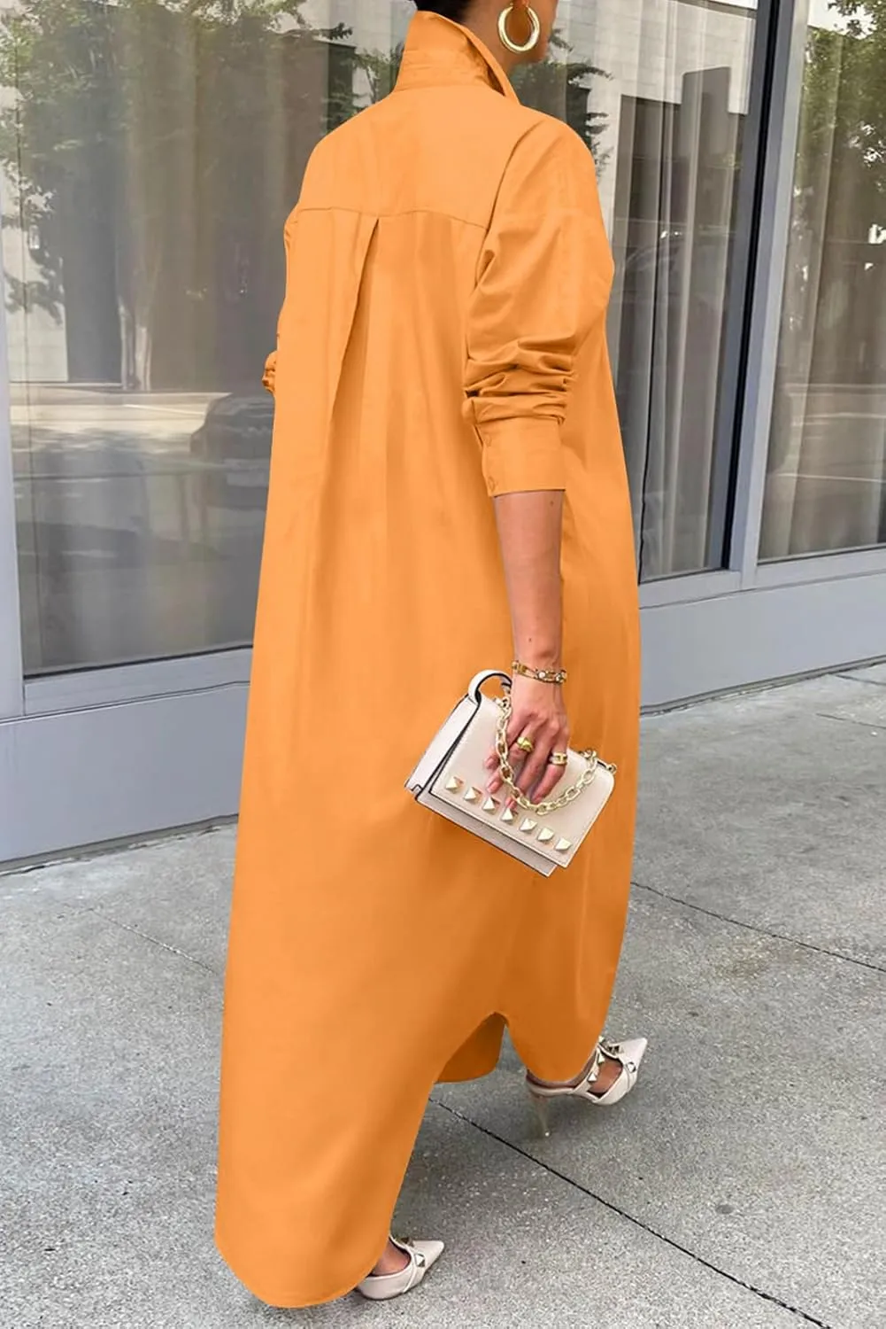 Choichic Shirt Dresses for Women Casual Long Sleeve Cotton Button Down Maxi Dresses