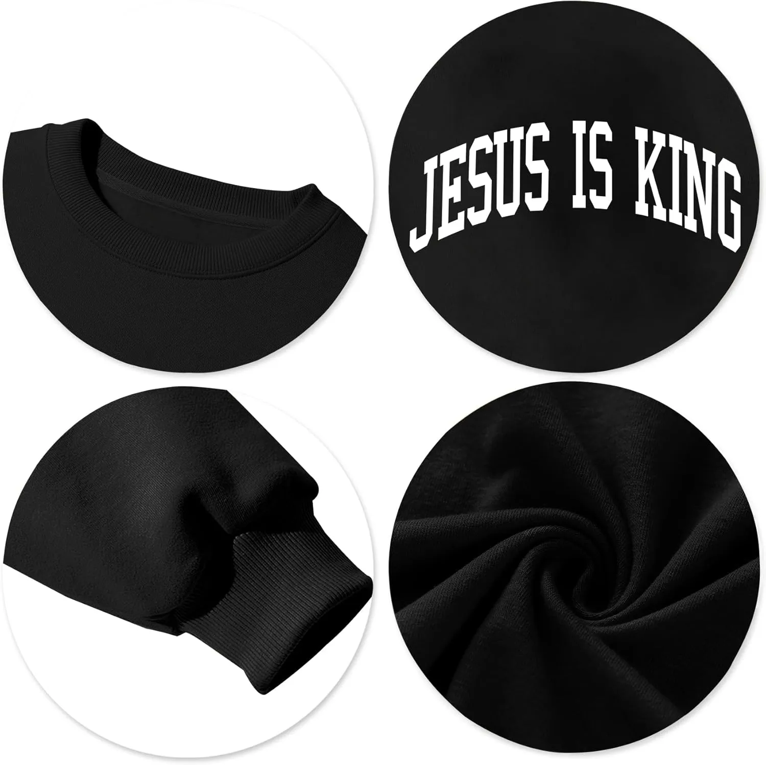Christian Sweatshirts for Women - Jesus is King & Jesus Loves You Letter Sweatshirt & Sweater