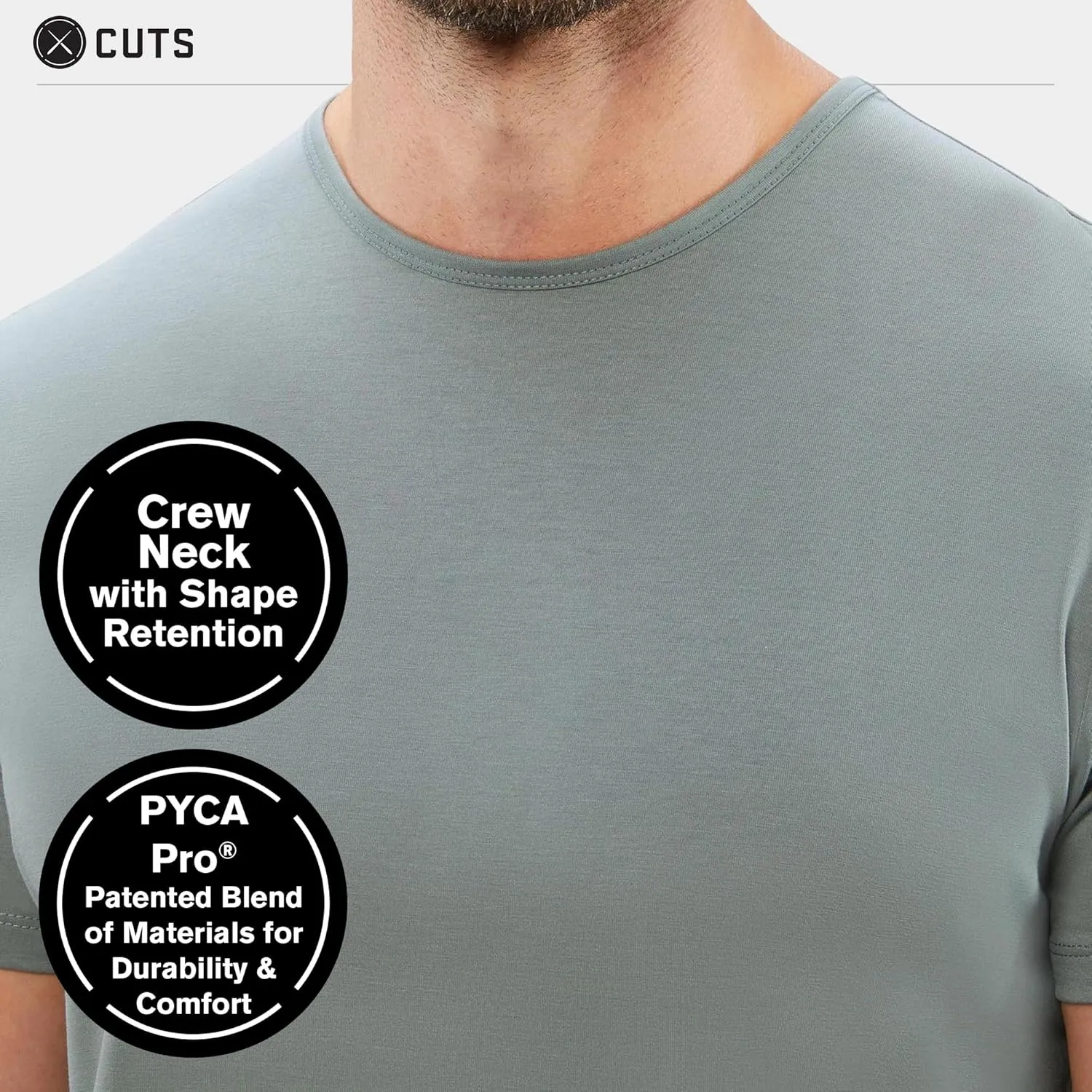 Clothing Men's Premium AO Crew Neck Casual Short Sleeve T-Shirt | Classic Curve Hem | PYCA Pro Soft Fabric