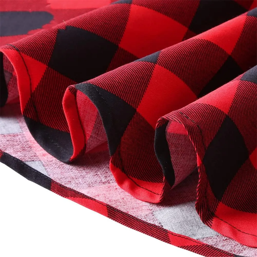 Cotton Long Midi Skirt High Waist Women Ladies Winter Autumn Swing Vintage Plaid Skirt