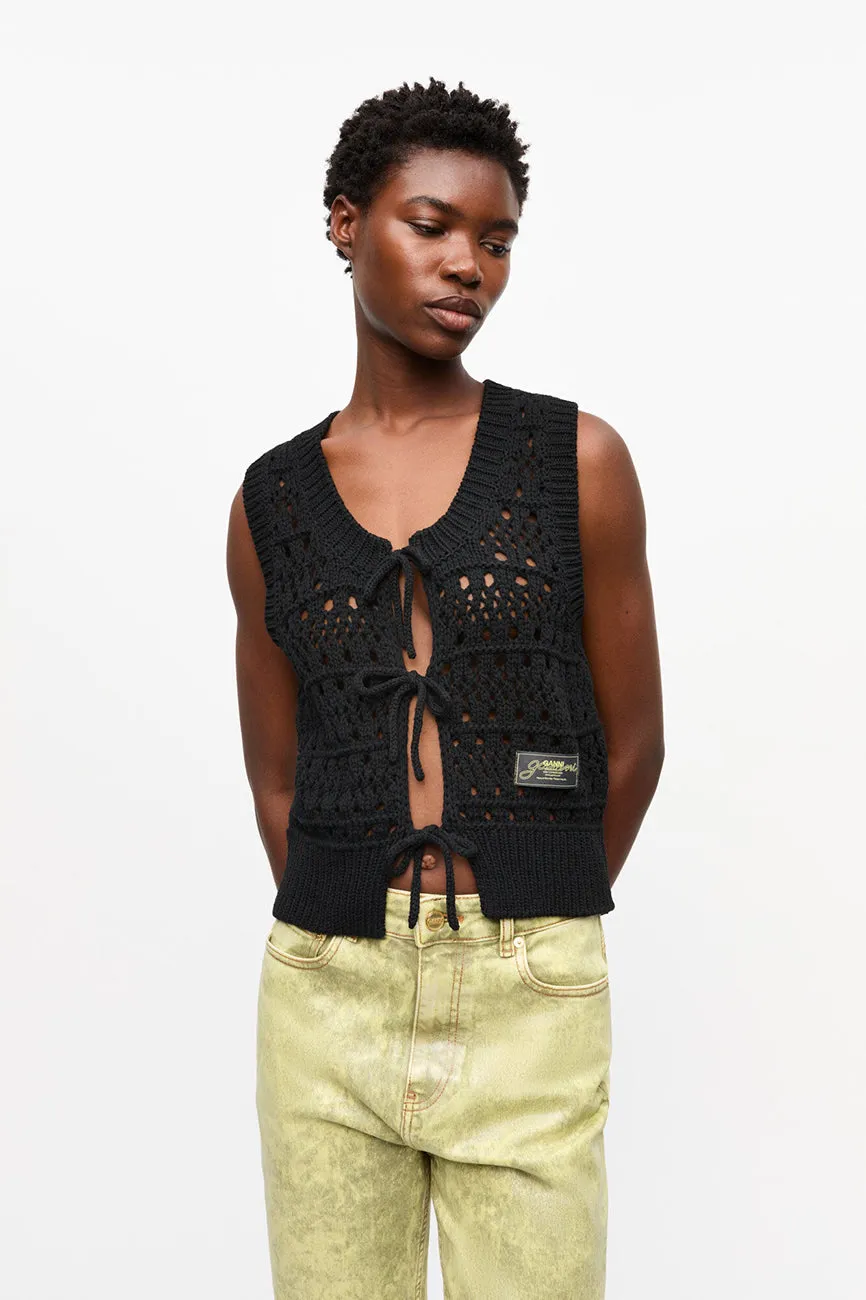 CROCHET TIE STRING VEST