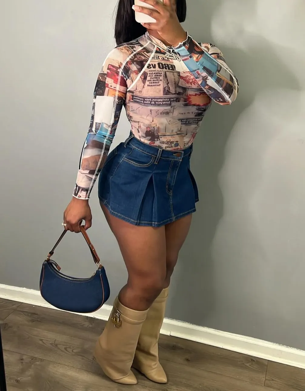 cu4eve Denim Skort for Women Sexy Stretchy A Line Pleated Cargo High Waisted Mini Jean Skirt Plus Size