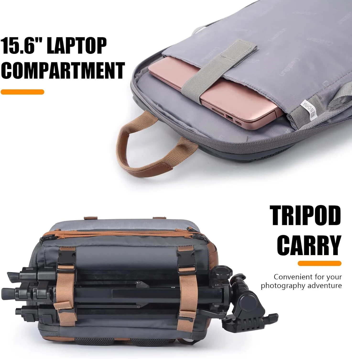 Cwatcun Outdoor Camera Backpack Waterproof Anti-Theft Camera Bag, Photography Travel Camera Case with Tripod Holder, 15.6" Laptop Compartment for Canon Nikon Sony SLR DSLR Camera, Lens and Accessories