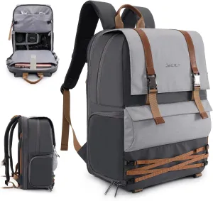 Cwatcun Outdoor Camera Backpack Waterproof Anti-Theft Camera Bag, Photography Travel Camera Case with Tripod Holder, 15.6" Laptop Compartment for Canon Nikon Sony SLR DSLR Camera, Lens and Accessories
