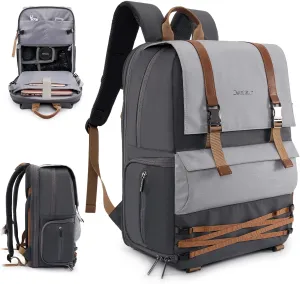 Cwatcun Outdoor Camera Backpack Waterproof Anti-Theft Camera Bag, Photography Travel Camera Case with Tripod Holder, 17.3" Laptop Compartment for Canon Nikon Sony SLR DSLR Camera, Lens and Accessories