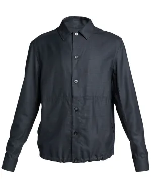 Dark Blue Tonal Plaid Overshirt