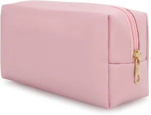 DOB SECHS PU Leather Cosmetic Bag Portable Toiletry Bag for Daily Use Cosmetic Organizer Water-resistant Make up Organizer Light Weight Travel Makeup Bag Cosmetic Pouch (Pink, S)