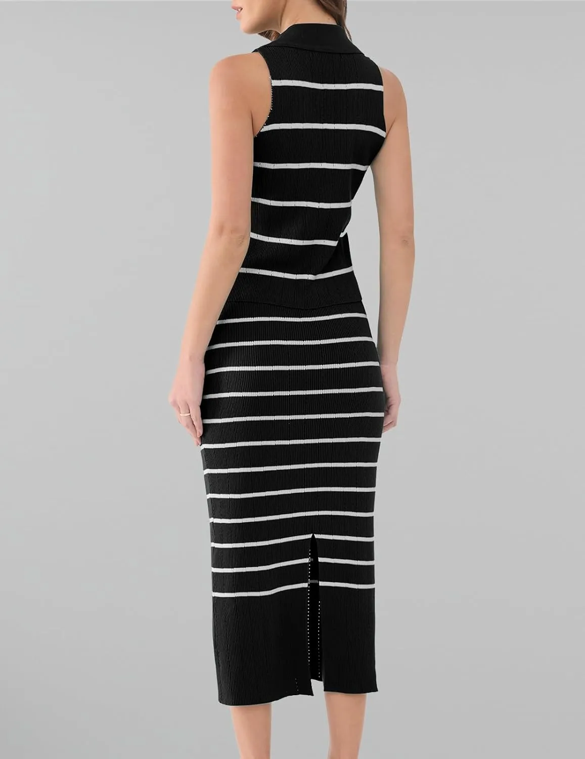 DRESSTELLS Women's 2 Piece Skirt Sets 2025 Summer Outfits Tank Tops and Long Skirts Bodycon Knit Dress Set
