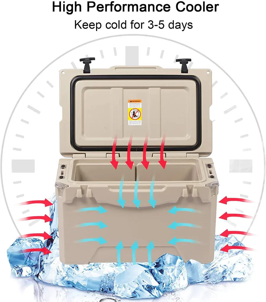 E-Macht 35Quart Rotomolded Insulated Coolers, 5 Days Retention, Heavy Duty Ice Chest for BBQ, Fishing, Drink, Beverage, Camping and Picnic