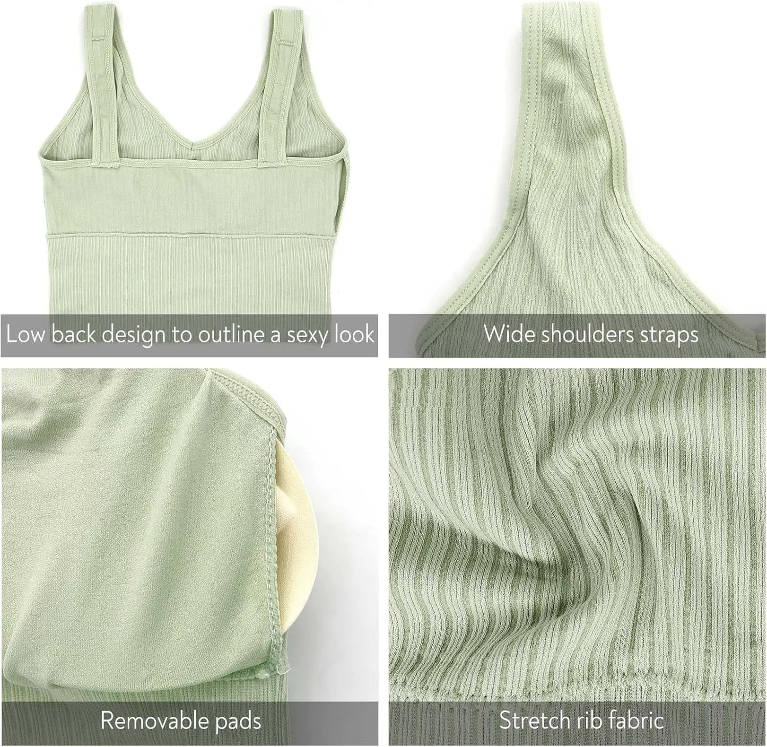 Eleplus 4 Pieces Comfy Cami Bra for Women Crop Top Yoga Bralette Longline Padded Lounge Bra Pack of 4