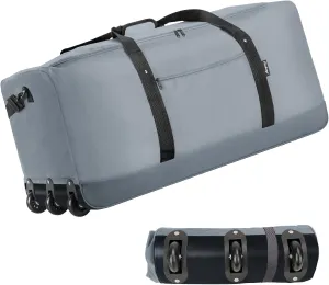 Finnhomy 120L Foldable Rolling Duffel Bag with 3 Wheels, Light Weight Travel Duffel bag with Large Loading Capacity, 32 inch Rolling Duffel bag with Shoulder Strap for Travel Camping Sports