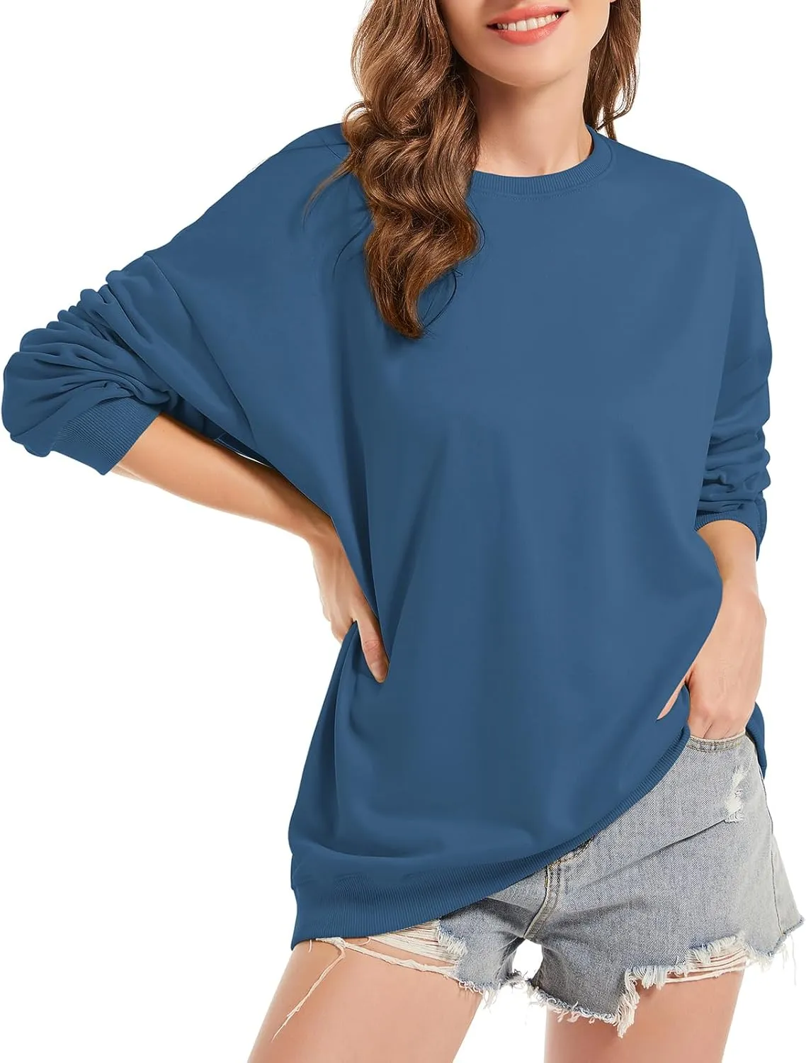 Fkatuzi Basic Oversized Hoodies for Women Solid Color Boyfriend Hooded Sweatshirt Baggy Plain Pullover Loose Fit Unisex Tops