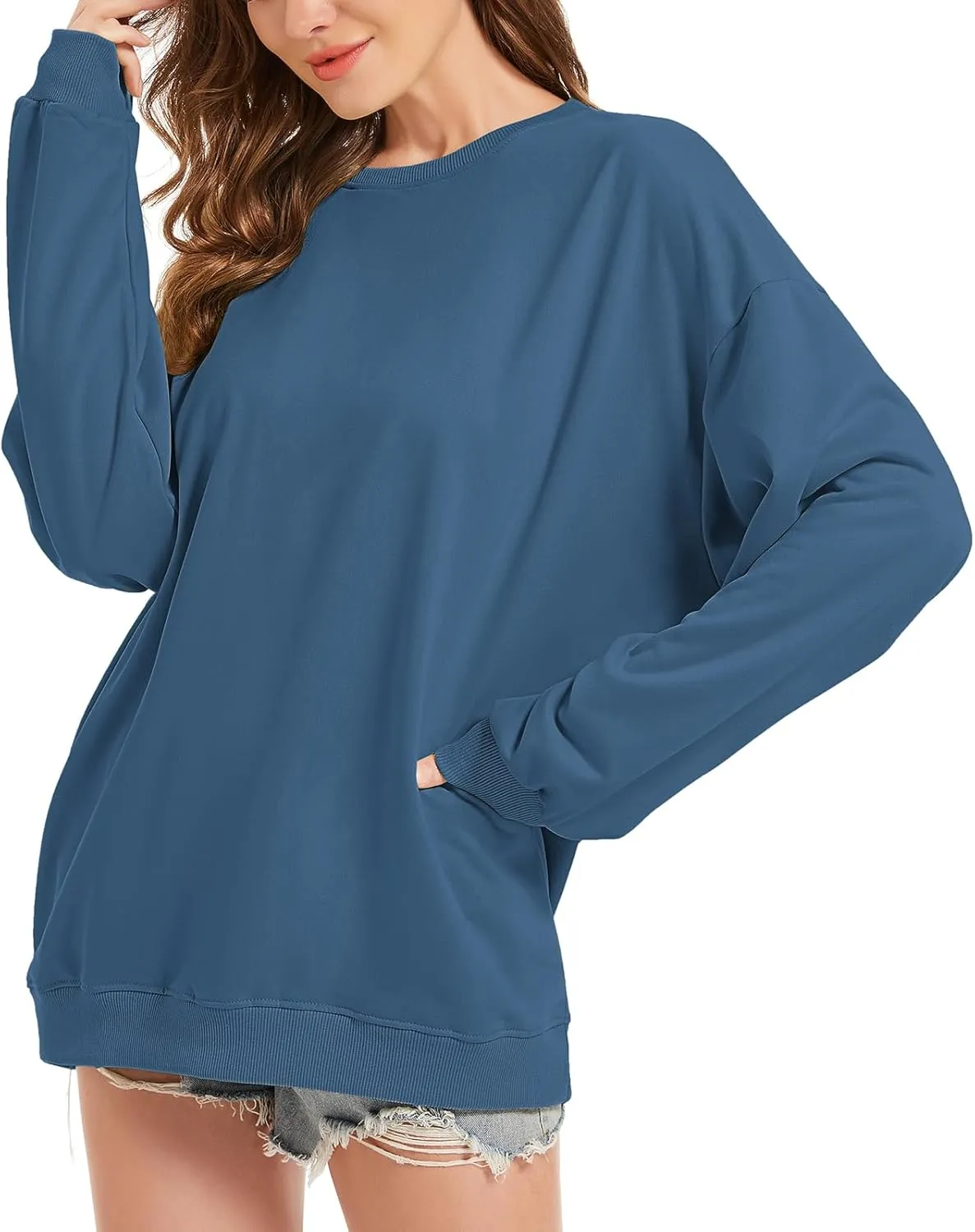 Fkatuzi Basic Oversized Hoodies for Women Solid Color Boyfriend Hooded Sweatshirt Baggy Plain Pullover Loose Fit Unisex Tops