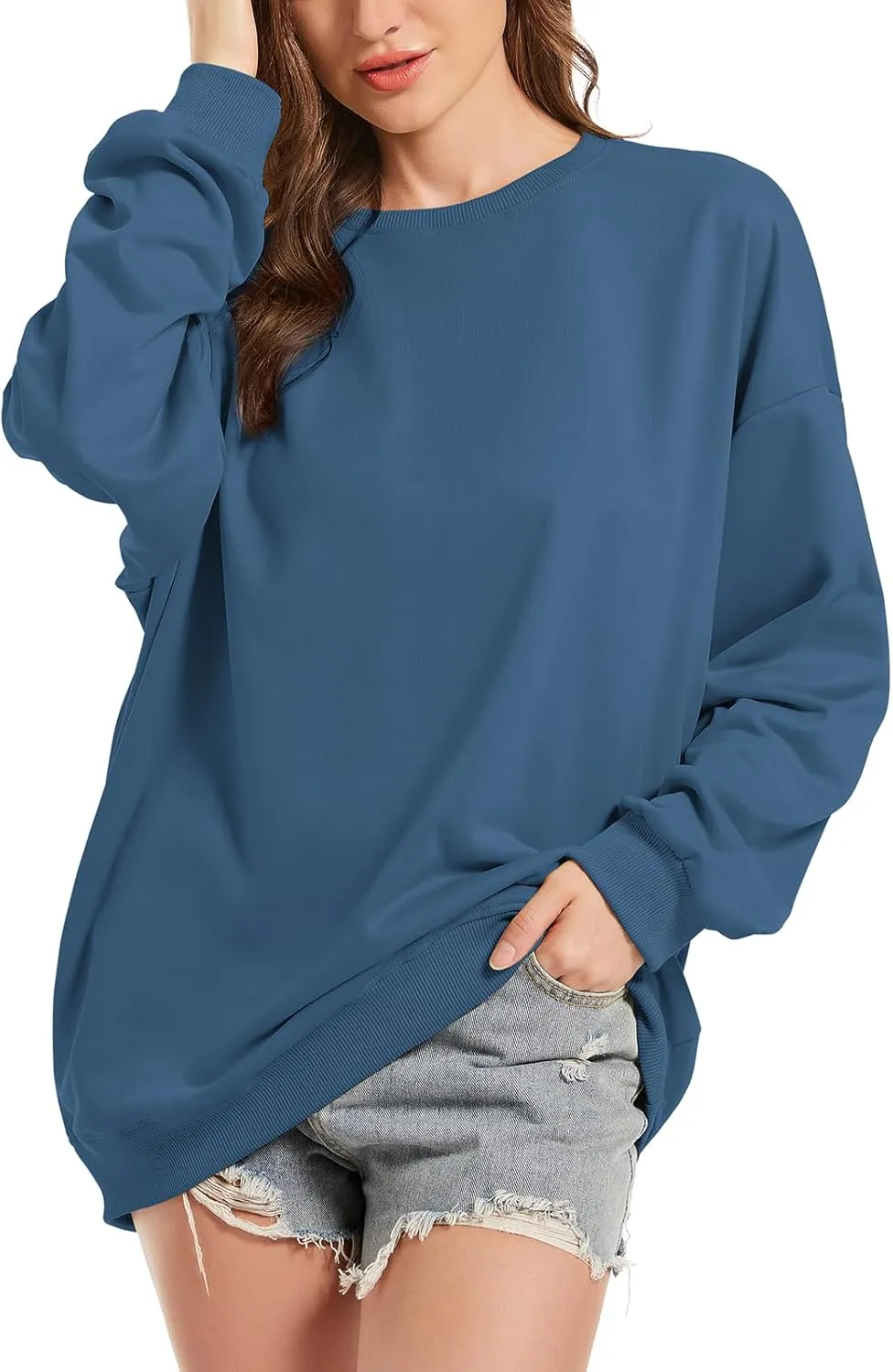 Fkatuzi Basic Oversized Hoodies for Women Solid Color Boyfriend Hooded Sweatshirt Baggy Plain Pullover Loose Fit Unisex Tops