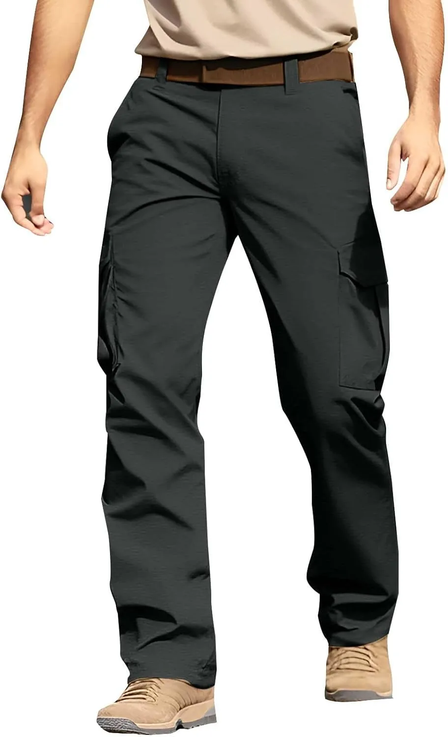 Flexcamo - Tactical Waterproof Pants Men Lightweight Casual Comfy Work Cargo Pants Relaxed Fit Carpenter Pants