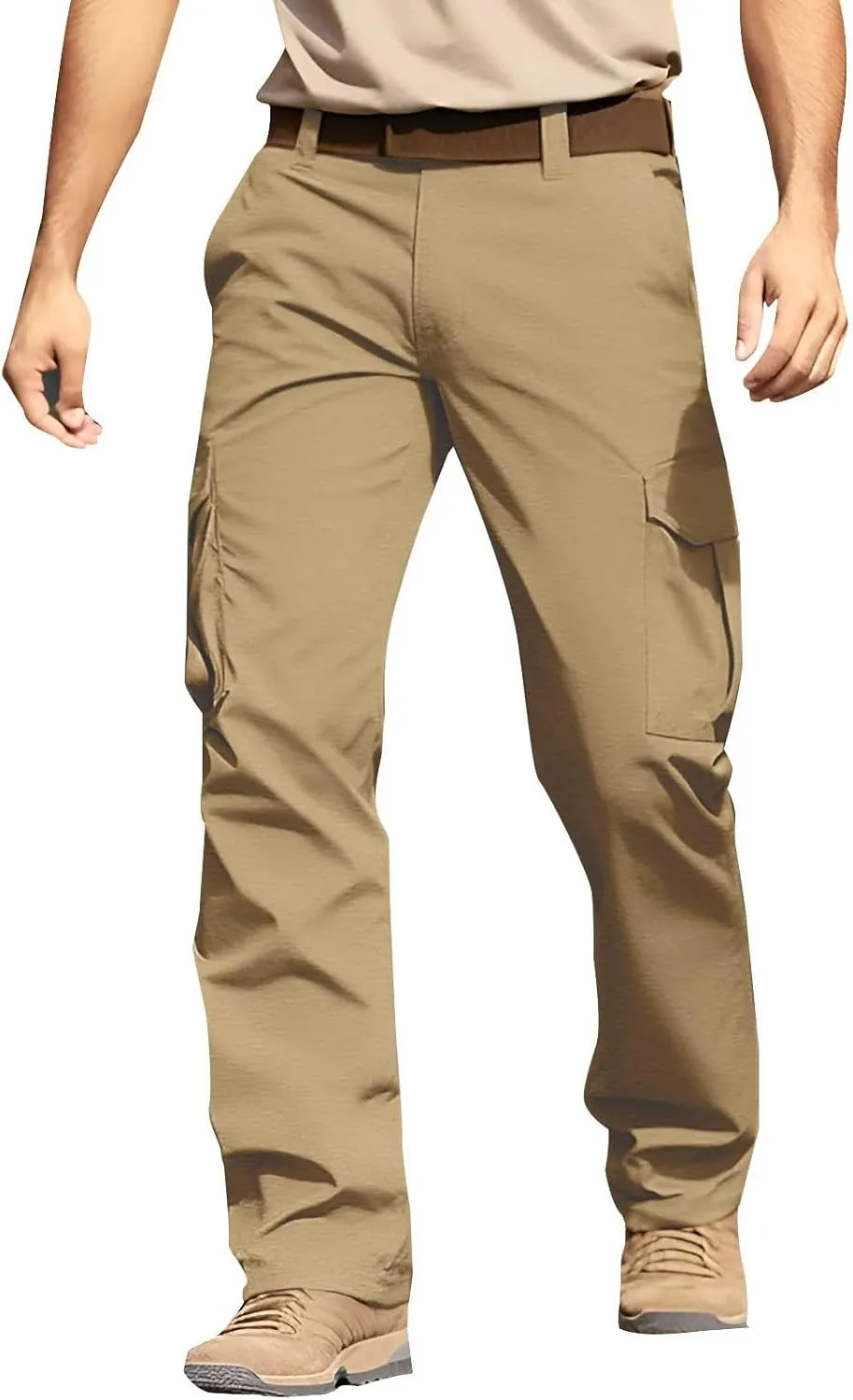 Flexcamo - Tactical Waterproof Pants Men Lightweight Casual Comfy Work Cargo Pants Relaxed Fit Carpenter Pants