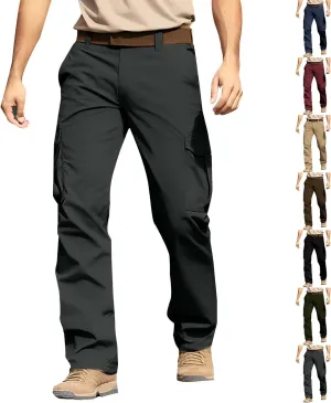 Flexcamo - Tactical Waterproof Pants Men Lightweight Casual Comfy Work Cargo Pants Relaxed Fit Carpenter Pants