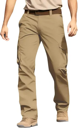 Flexcamo - Tactical Waterproof Pants Men Lightweight Casual Comfy Work Cargo Pants Relaxed Fit Carpenter Pants